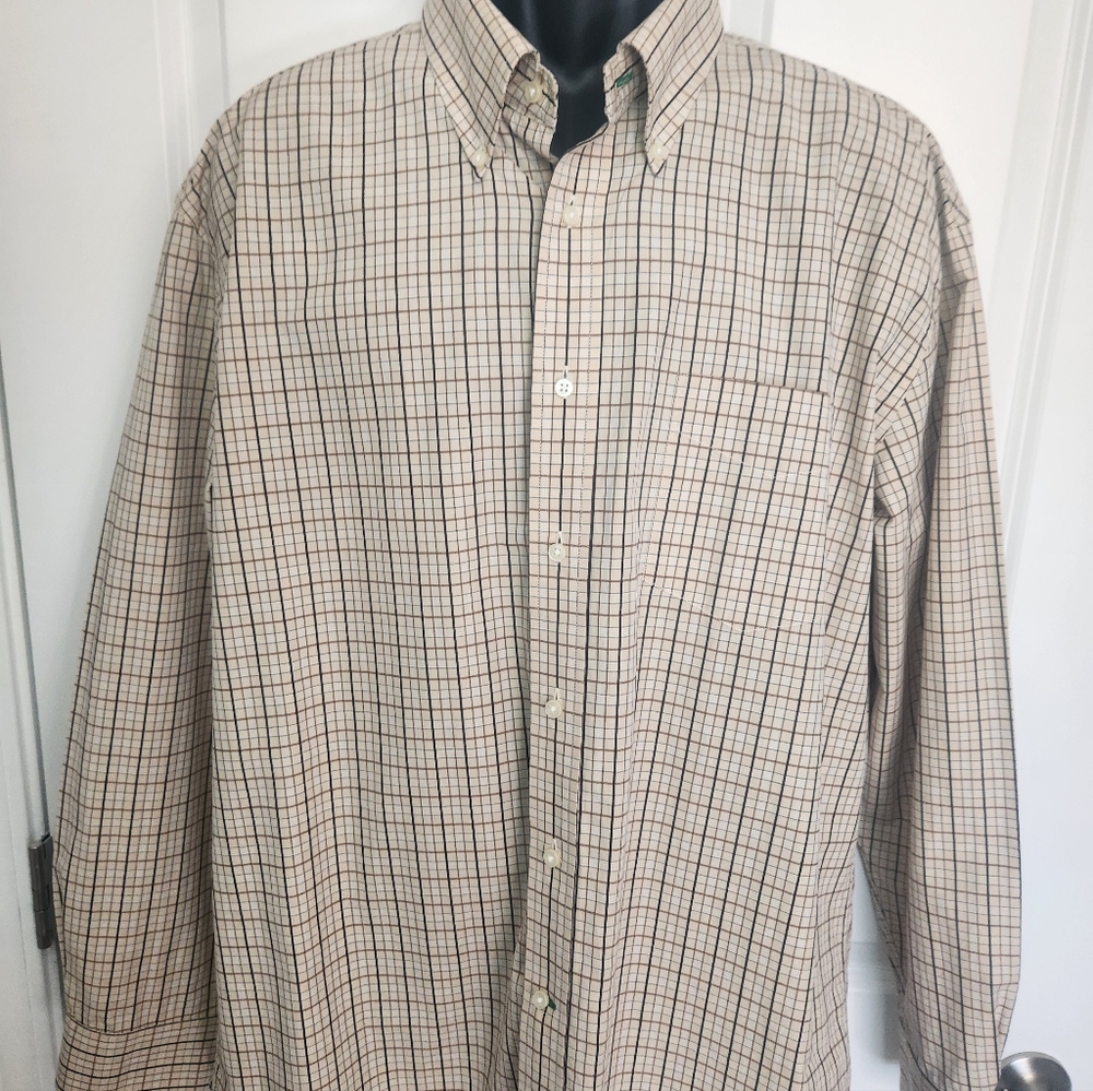 Tommy Hilfiger Men's Tan Plaid Button Down Shirt